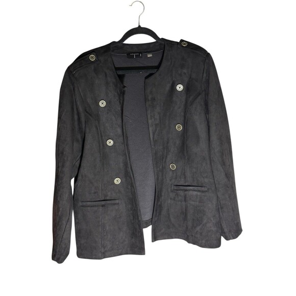 Tahari Women’s Double Breasted Black Jacket 3x Faux Leather - Picture 1 of 13